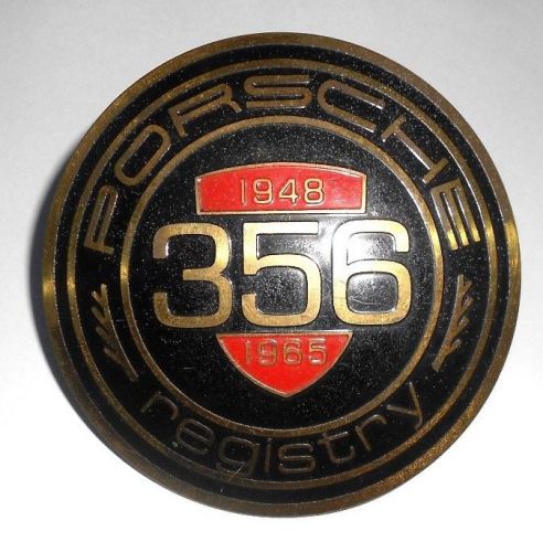 Vintage enamel badge porsche 356 auto car emblem registry 1948 - 1965