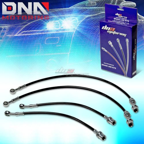 For 88-92 corolla e90 ae96 ae98 stainless black brake line cable front+rear disc