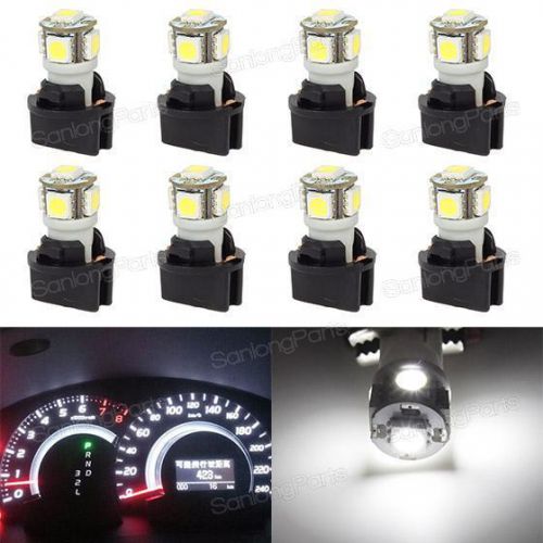 8pcs white t10 wedge 5-smd 5050 white led light 168 194 holder dashboard light