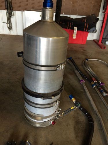 5 gal nascar dry sump oil tank , with lines, hoses, heat band, elec lines nice