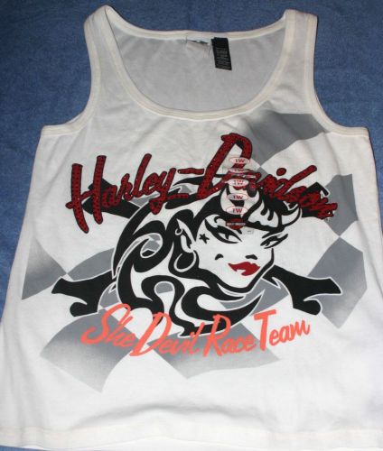 Harley-davidson women&#039;s embellished tank top nwt 1 w she devil race team