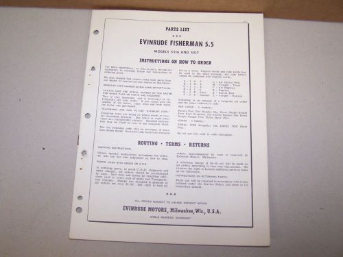 1958 evinrude outboard factory parts list 5.5 hp fisherman boat motor