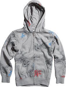 Fox racing dyno-might youth boys zip up hoody heather graphite/gray