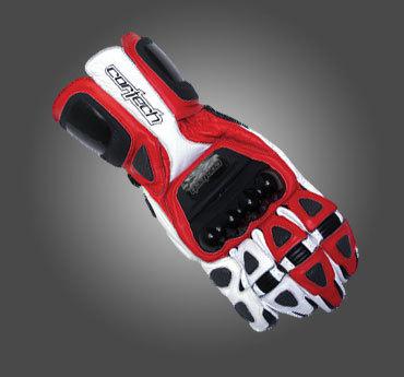 New cortech adrenaline ii leather protective gloves, red/white, med/md