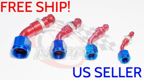 Nyppd push on oil fuel/gas hose end fitting red/blue an-10, 45 degree 7/8 14 unf