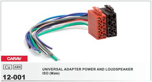 Carav 12-001 universal male iso radio wire harness adapter connector cable