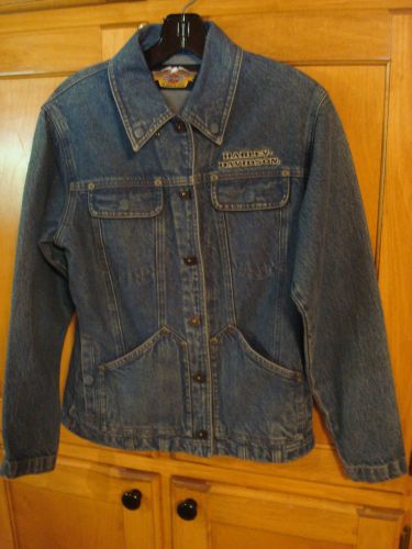 Womans size xs genuine harley davidson jacket blue denim snap front med blue mnt