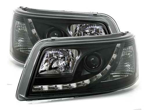 Black clear finish headlights for vw t5 multivan bus with led drl 03-09