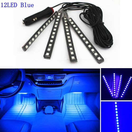 Car suv interior footwell floor decor atmosphere light 4x12 led blue neon strips