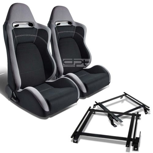 Type-r racing seat gray black cloth+silder+for 02-06 rsx dc5 k20 bracket x2