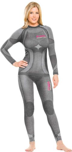 Fxr-snow vapour seamless compression womens 25% merino top/shirt,gray,large/xl