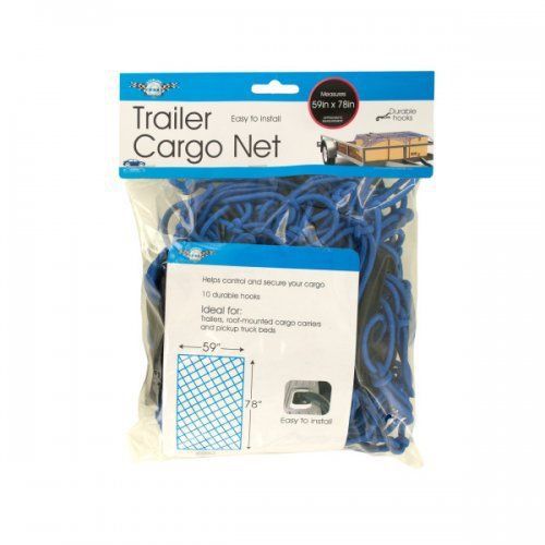 Trailer cargo net with 10 durable hooks 59 inches x 78 inches secures items new