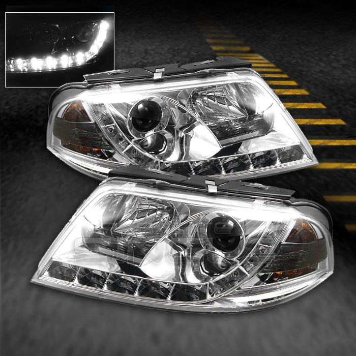 02-05 audi a4 s4 clear projector headlights w/daytime led running lights lamps