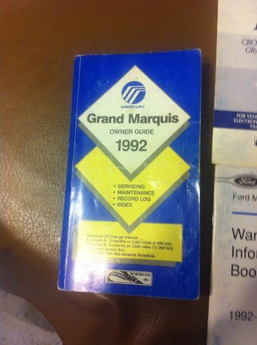 1992 mercury grand marquis owner guide manual with supplements and leather case