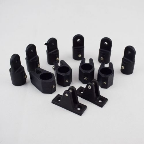 Boat nylon fittings hardware set 7/8&#034; black - 12 pcs for 3 bow bimini top