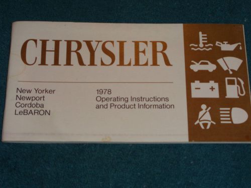 1978 chrysler owner&#039;s manual / nice original guide book