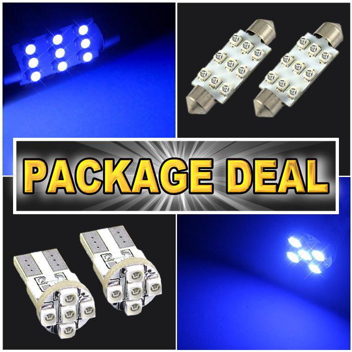 6x blue led lights for map 1.72"+ dome 1.72" + license plate package deal #9