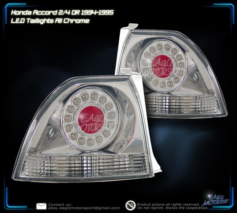 1994-1995 honda accord 2dr coupe/4dr sedan led chrome clear tail lamp rear lamps