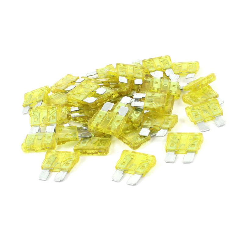 60 pieces car blade fuses 20a yellow for vehicle auto stereo