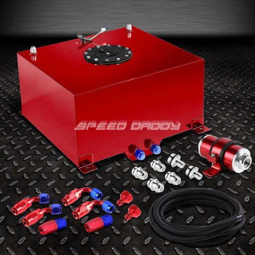 10 gallon aluminum fuel cell tank+cap+feed line kit+30 micron inline filter red