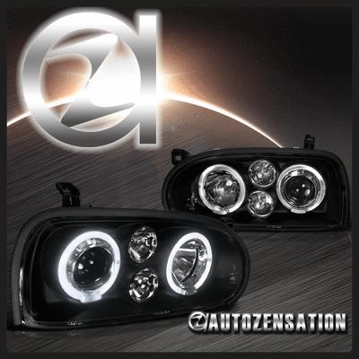 93-98 vw golf cabrio mk3 black halo projector fog drl headlights