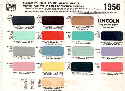 1954 1955 1956 lincoln capri premiere 54 55 56 paint chips sherwin williams 3