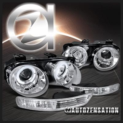 98-01 acura integra chrome halo projector headlights & bumper park lights