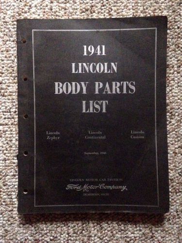 Sell ORIGINAL 1941 LINCOLN BODY PARTS LIST CATALOGUE in Lodi, Ohio ...