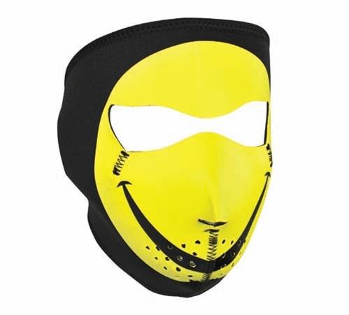 2 in 1 reversible motorcycle biker, ski mobile neoprene face mask - smiley face