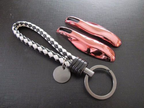 B/w pu key chain + 3pcs c pink remote fob cover key case trim for porsche macan