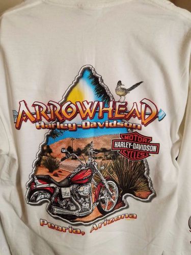 Men&#039;s white, long sleeve, harley davidson, tee shirt, size m