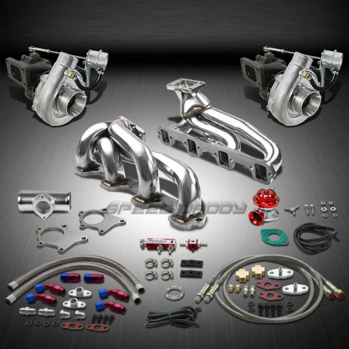 T04 .63ar 500+hp 12pc twin turbo charger+manifold kit for 87-94 ford mustang 5.0