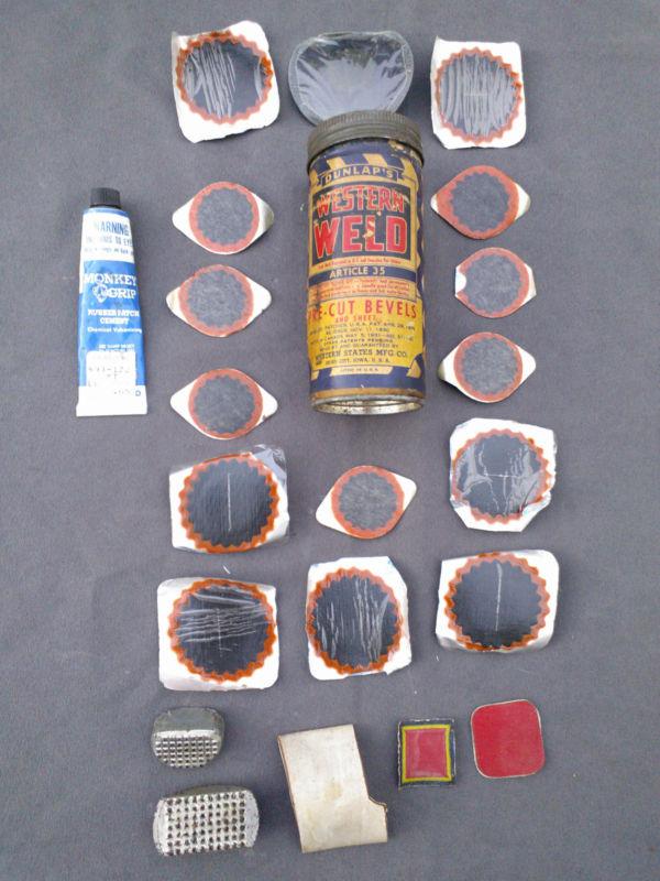 Western weld vintage tire repair kit dunlap's pre cut bevels world ward ii