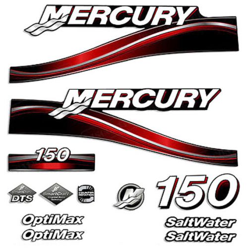 Mercury outboard decal sticker 150 hp optimax saltwater salt water red