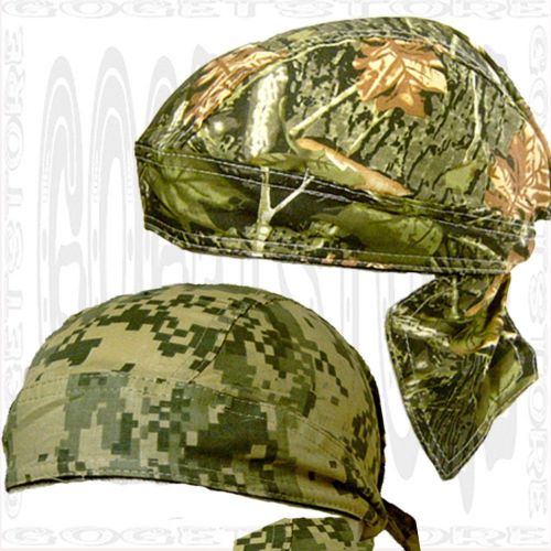 Camo hunters do bandana skull cap doo rag head wear biker du hats 2 lot