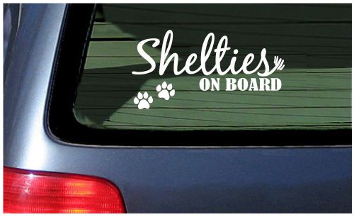 Shelties on board sticker decal car window fun shetland dog puppy