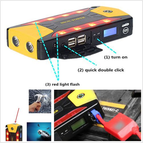 High power 82800mah 4-usb car jump starter emergency charger battery compass kit