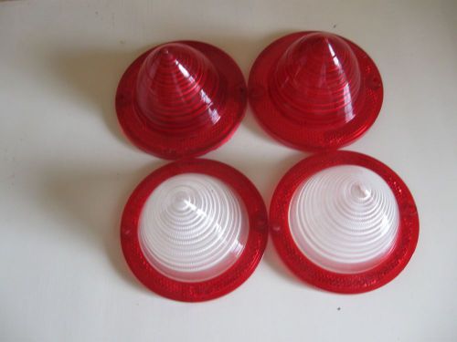 1961 chevy passenger tail &amp; backup light lenses. 2 of each. glo-brite. new!