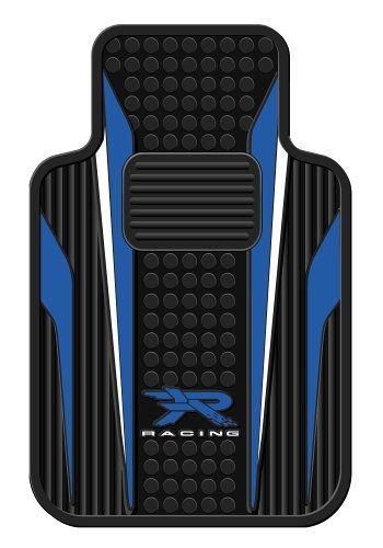 Plasticolor blue and white r racing universal-fit molded front floor mats - set
