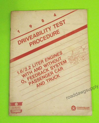 1984 chrysler dodge 1.6l 2.2l diagnostic service manual charger shelby lebaron