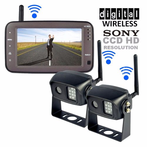 5&#034; digital wireless monitor+2x night vision waterproof rear view backup camera