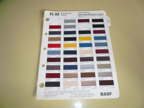 1989 oldsmobile buick chevrolet pontiac r-m color chip paints basf