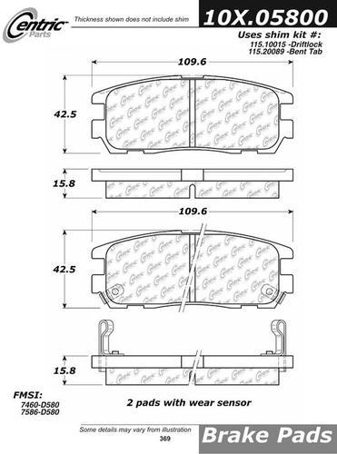 Centric 105.05800 brake pad or shoe, rear