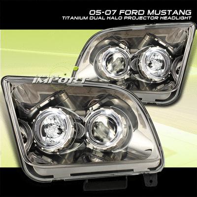 05 06 07 08 09 ford mustang dual halo projector headlights headlamp assembly l+r