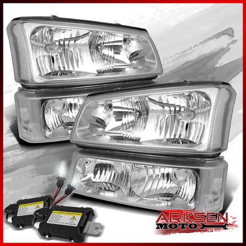 6000k slim ballast hid+03-06 silverado avlanche headlights+bumper signal lights