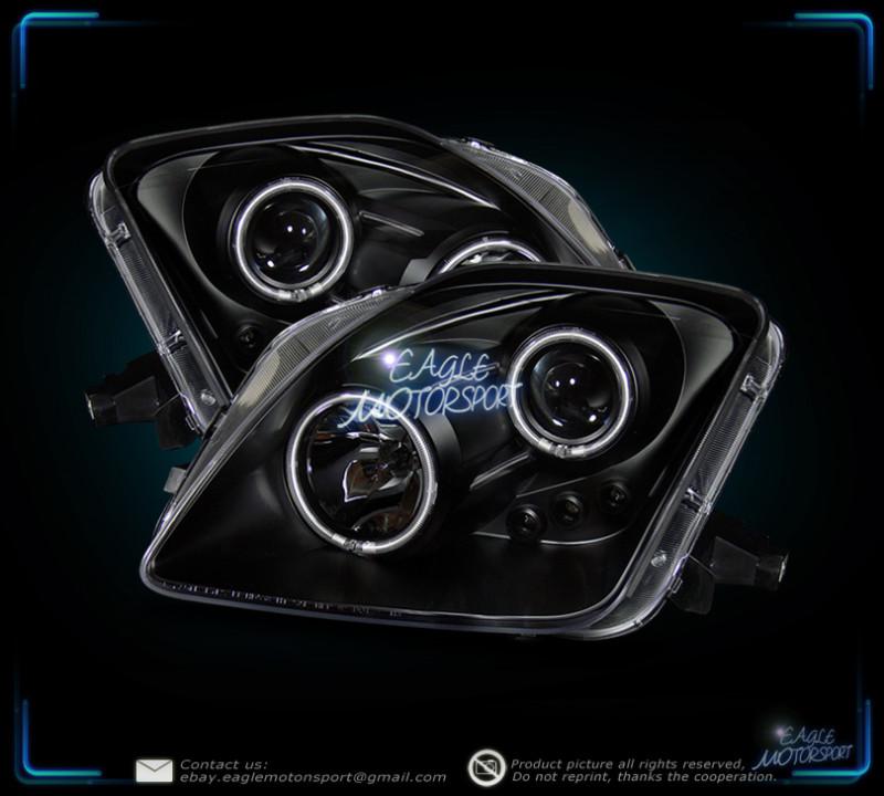 1997-2001 honda prelude dual twin halo ring projector black headlights lamps