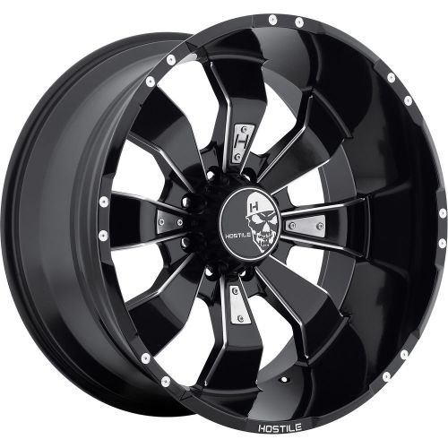 20x10 black milled hostile hammered 8x6.5 -19 wheels trail grappler 37