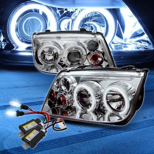 8000k slim xenon hid+ccfl halo 99-05 jetta projector headlights head lights set