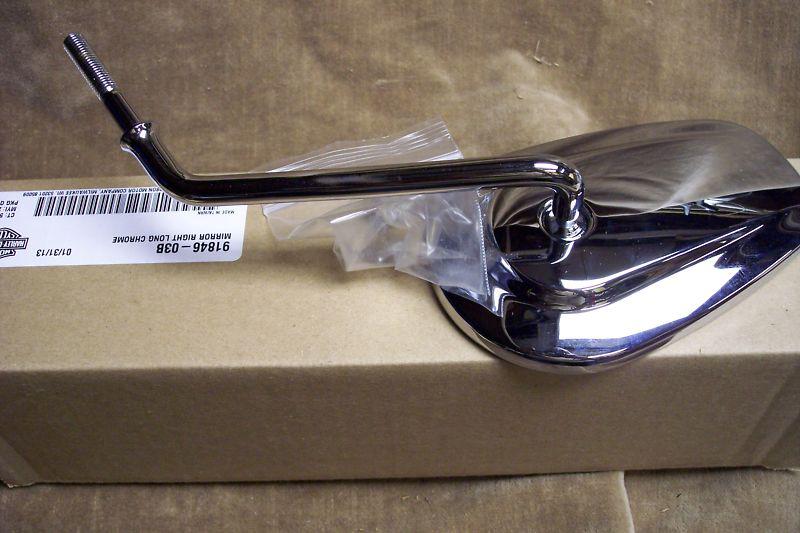 New harley-davidson oem chrome tapered long stem right side mirror 91846-03b