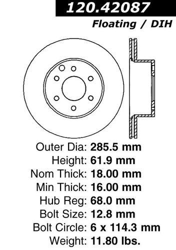 Centric 120.42087 rear brake rotor/disc-premium rotor-preferred